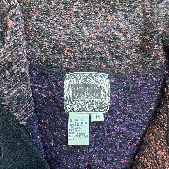 Vintage Curio Multicolor Womens M Boho Jacquard Button Down Heavyweight Jacket - Picture 3 of 7